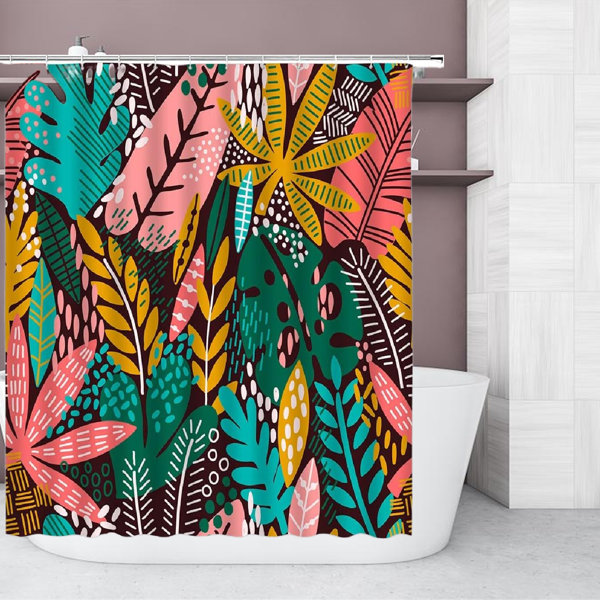 Bayou Breeze Tropical Palm Leaves Shower Curtain Colourful Leaf Mid